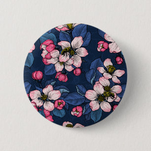 Apfelblüte auf dunkelblau button