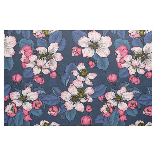 Apfelblüte auf dunkelblau stoff (Fat Quarter (45,7 x 55,9 cm))