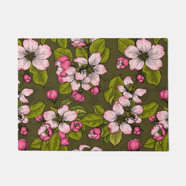 Apfelblüte auf dunkelgrün fußmatte (Vorderseite)