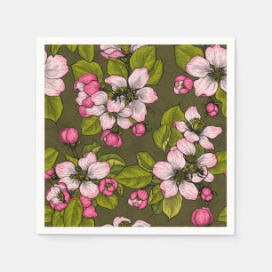 Apfelblüte auf dunkelgrün serviette