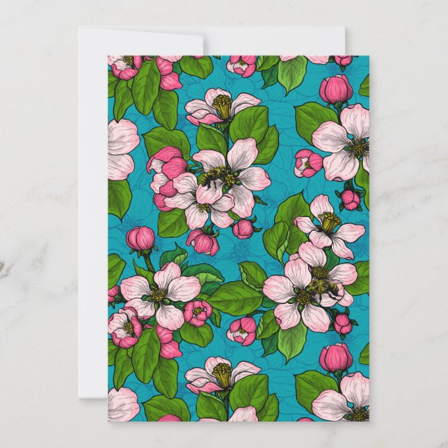 Apfelblüte auf Türkis (Vorderseite)