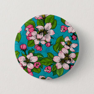 Apfelblüte auf Türkis Button