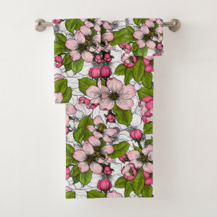 Apfelblüte auf weiß badhandtuch set