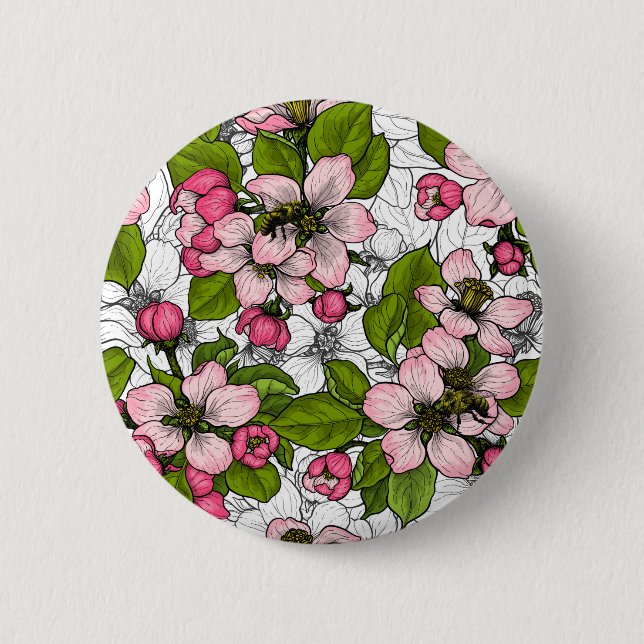 Apfelblüte auf weiß button (Vorderseite)