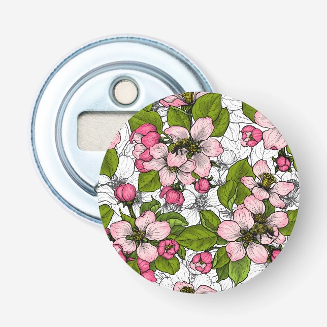 Apfelblüte auf weiß flaschenöffner (Vorderseite)