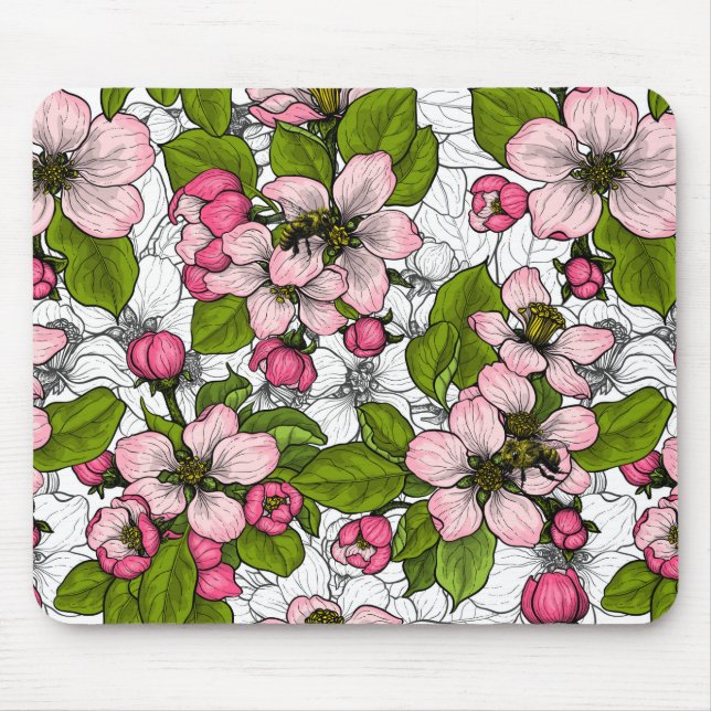 Apfelblüte auf weiß mousepad (Vorne)