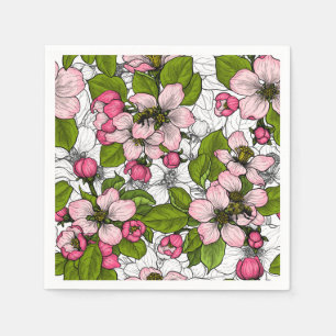 Apfelblüte auf weiß serviette