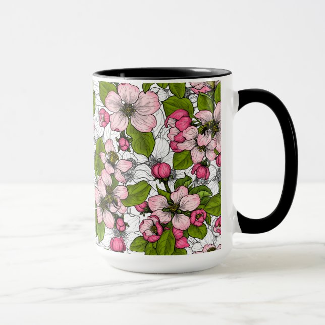 Apfelblüte auf weiß tasse (Rechts)