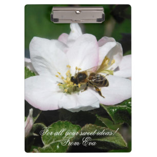 Apfelblüte & Biene Makrofoto   Benutzerdefinierte  Klemmbrett