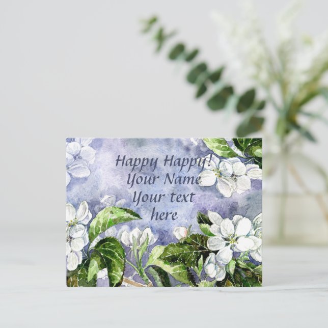 Apfelblüte Postkarte (Stehend Vorderseite)