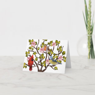 Apfelblüte und Singvogel - jeden Anlaß notecard Karte