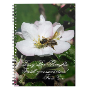Apfelblüten & Biene Makrofoto   Personalisierter N Notizblock