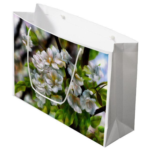 Apfelblüten Große Geschenktüte (Vorderseite Schrägansicht)