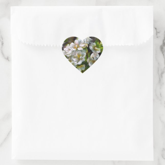 Apfelblüten Herz-Aufkleber (Tasche)