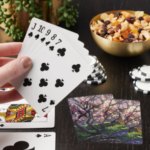 Apfelblüten mit Rot-Lila-Weiß-Grün Spielkarten