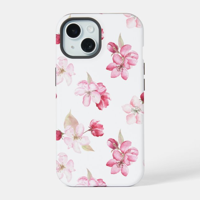 Apfelblüten Nahtloses Muster iPhone 15 Hülle (Rückseite)