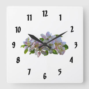 Apfelblüten Quadratische Wanduhr