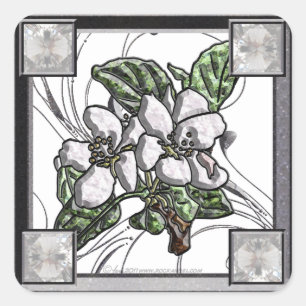 Apfelblüten Quadratischer Aufkleber