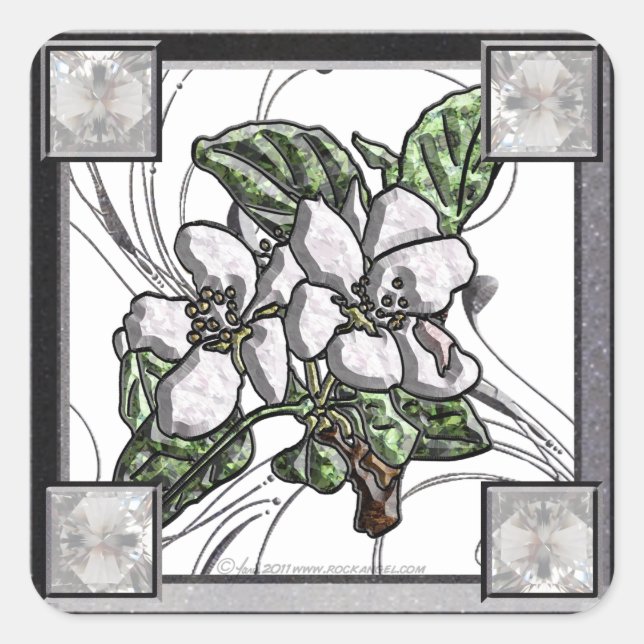 Apfelblüten Quadratischer Aufkleber (Vorderseite)