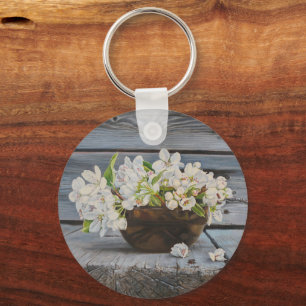 Apfelblüten-Stillleben – Original-Kunstwerk Schlüsselanhänger