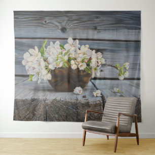 Apfelblüten-Stillleben – Original-Kunstwerk Wandteppich