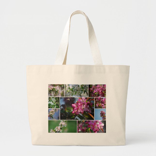 Apfelblüten und Honigbienen Jumbo Stoffbeutel (Vorne)