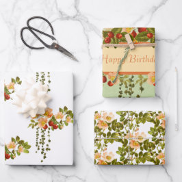 Apfelblüten und Rosehips Geschenkpapier Set