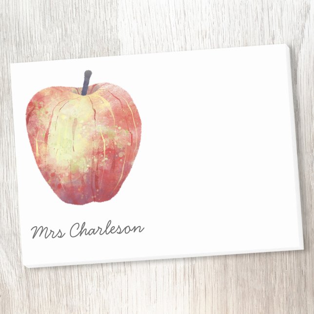Apfelfarbe Personalisiert Post-it Klebezettel (Watercolor apple personalized name post it notes)