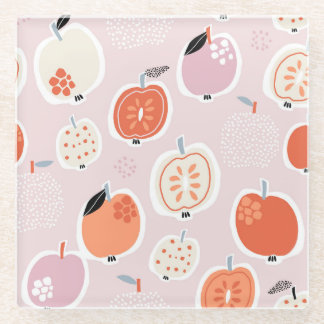 Apfelfrüchte, abstrakt, Sommermuster Glasuntersetzer