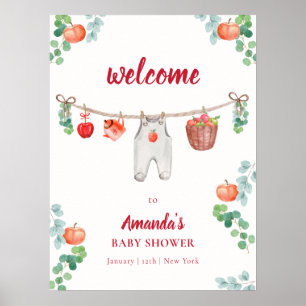 Apfelgarten-Wäscheleine-Baby-Shower-Willkommen  Poster