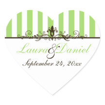 Apfelgrün, braun, weiß gestreifte Hochzeitsklemme