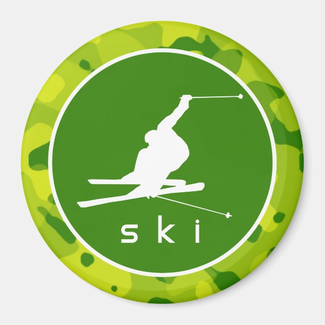 Apfelgrün-Camouflage; Schneeschuhwandern Magnet (Vorne)