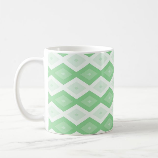 Apfelgrün-Diamantmuster Kaffeetasse (Links)