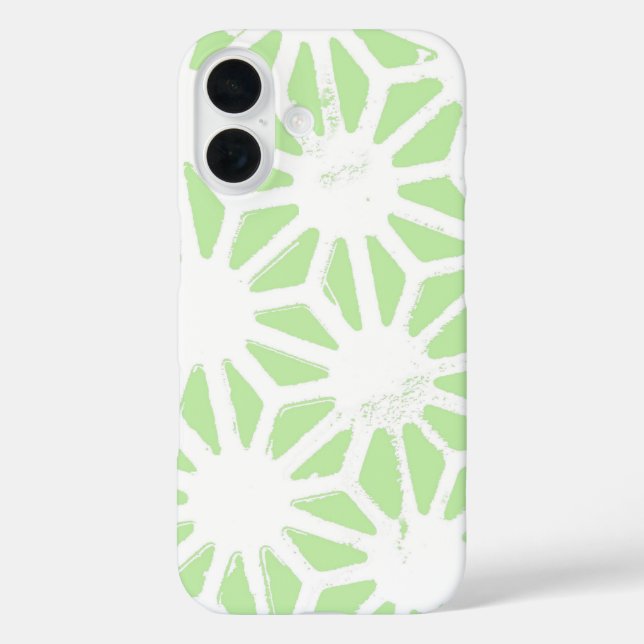 Apfelgrün geometrisches Muster iPhone 16 Hülle (Rückseite)