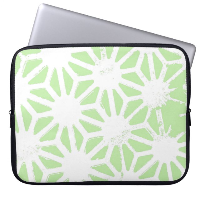 Apfelgrün geometrisches Muster Laptopschutzhülle (Vorderseite)