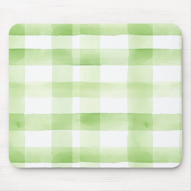 Apfelgrün Kariert Streifen Mousepad (Vorne)