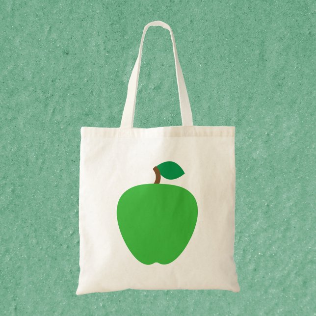 Apfelgrün Tragetasche (A tote bag with a graphic of a green apple)