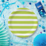 Apfelgrün und Weiß Streifen Pappteller<br><div class="desc">Maßgeschneiderte Party-Teller mit einem schicken,  preppy nautical Stripe Muster. Klicken Sie auf Anpassen,  um das Design mit Ihrem eigenen Text und Bildern zu personalisieren,  um ein einzigartiges Design zu erstellen,  das jedem Party-Dekor entspricht!</div>