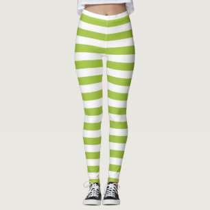 Apfelgrüne und weiße Streifen Leggings