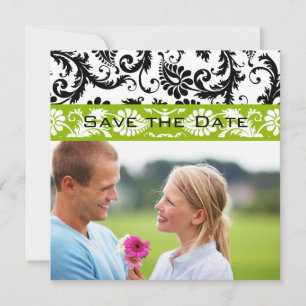 Apfelgrüner Damast-Wirbel Hochzeit Vormerkung Term Save The Date