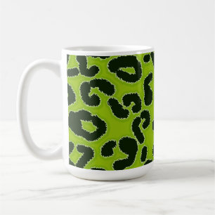 Apfelgrüner Leopard-Tierdruck Kaffeetasse
