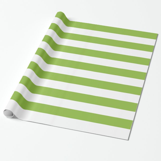 Apfelgrünes und weißes großes gestreiftes geschenkpapier (Ungerollt)