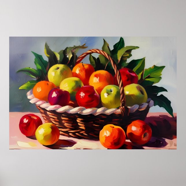 Apfelkörbe, Stillleben, Poster (Vorne)