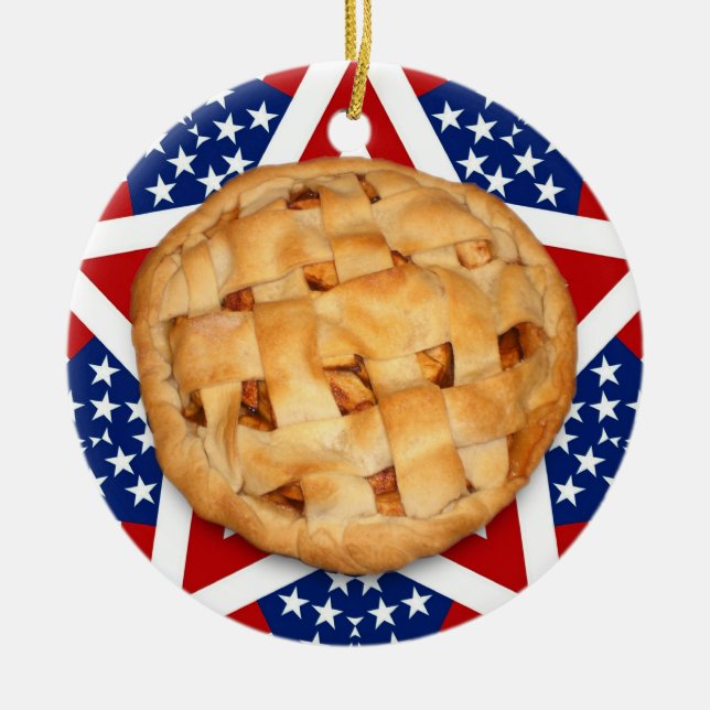 Apfelkuchen auf Stars und Streifen Keramik Ornament (Vorne)
