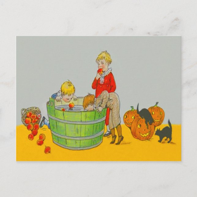 Äpfelkuchen für Kinder Jack O' Lantern Postkarte (Vorderseite)