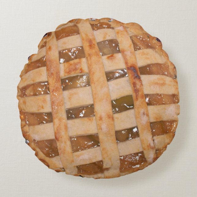 Apfelkuchen gebacken und roh rundes kissen (Vorderseite)
