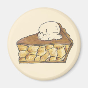 Apfelkuchen mit Eiscreme Backmagnet Magnet