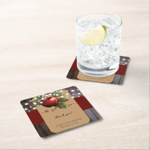 Apfelkuchen mit Rustikal Fall Baby Dusche Rechteckiger Pappuntersetzer