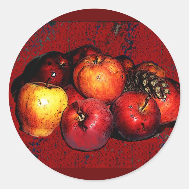 Äpfelkuchen - Rot Runder Aufkleber (Vorderseite)
