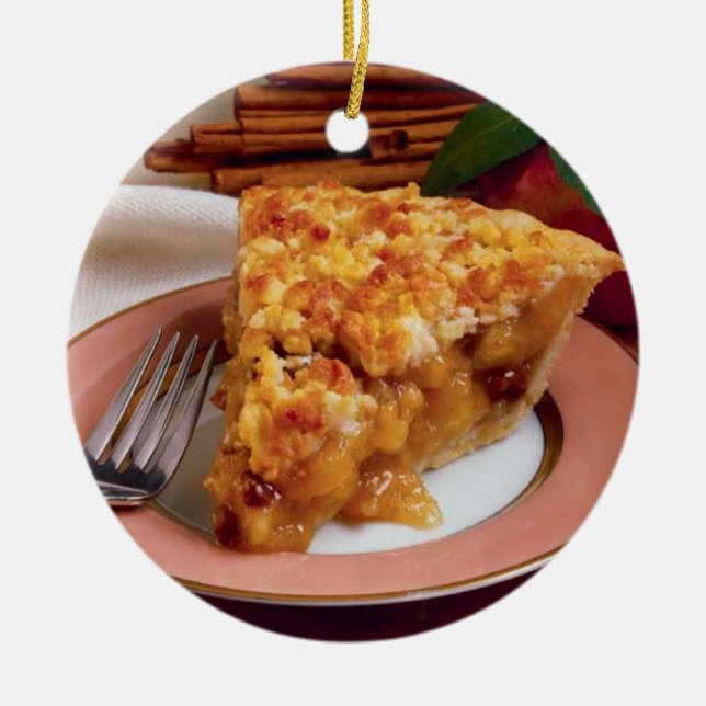 APFELKUCHEN-RUNDE VERZIERUNG KERAMIKORNAMENT (Vorne)